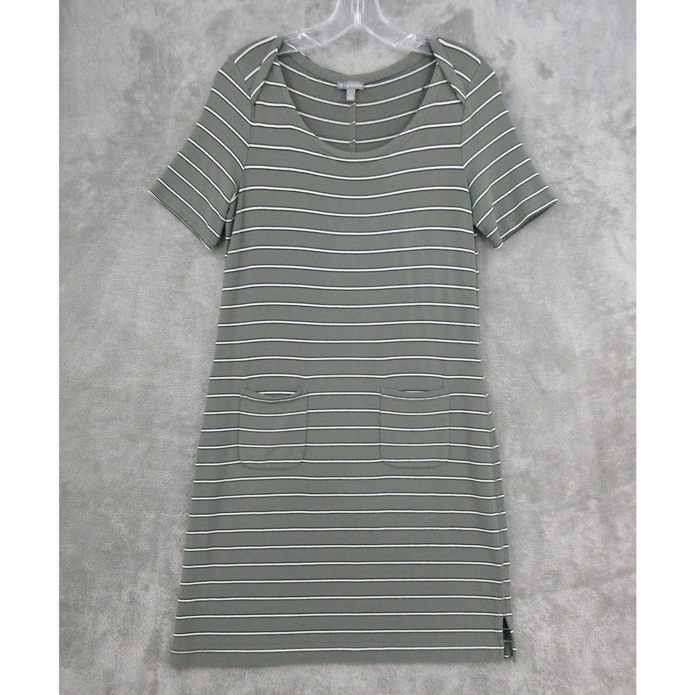 T by Talbots Dress Womens Small Green Striped Modal Blend Preppy Soft Athleisure